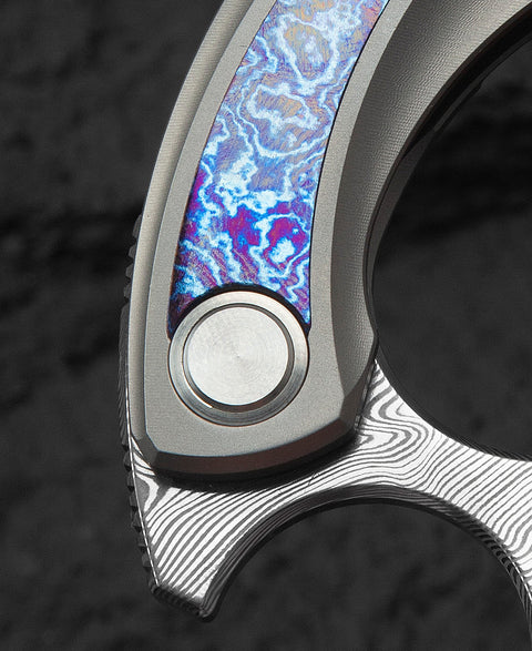 BESTECH STRELIT BT2103K Titanium+Timascus Handle: 2.19" Damasteel Blade