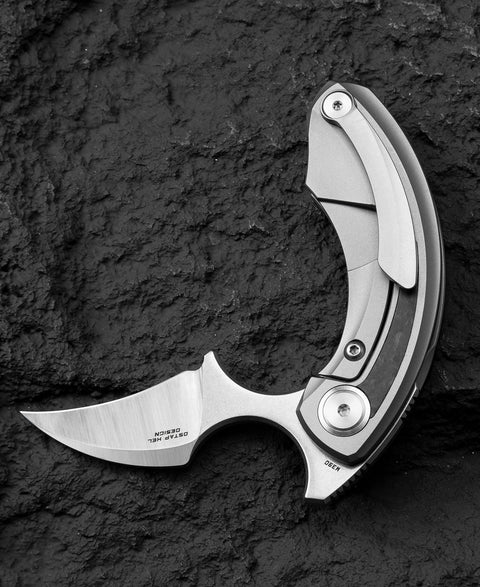 BESTECH STRELIT BT2103M Titanium+Marbon Fiber Inlay Handle: 2.19" M390 Blade