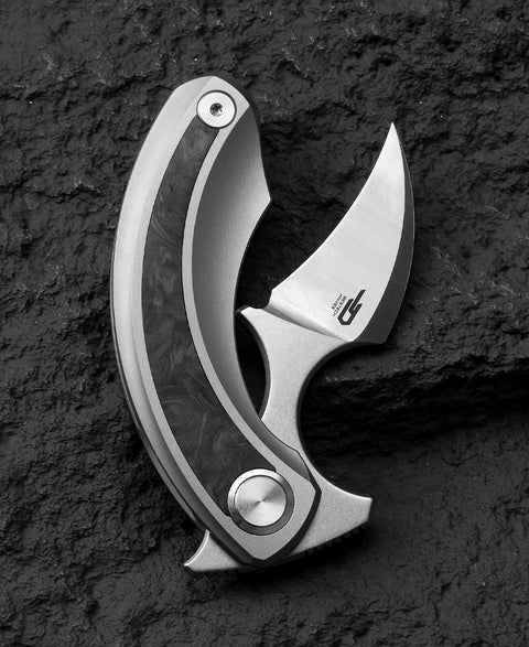 BESTECH STRELIT BT2103M Titanium+Marbon Fiber Inlay Handle: 2.19" M390 Blade