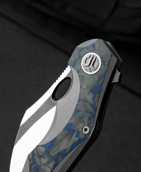 BESTECH NOGARD BT2105A Titanium+Black Blue Marble Carbon Fiber Inlay Handle: 3.35" M390 Blade