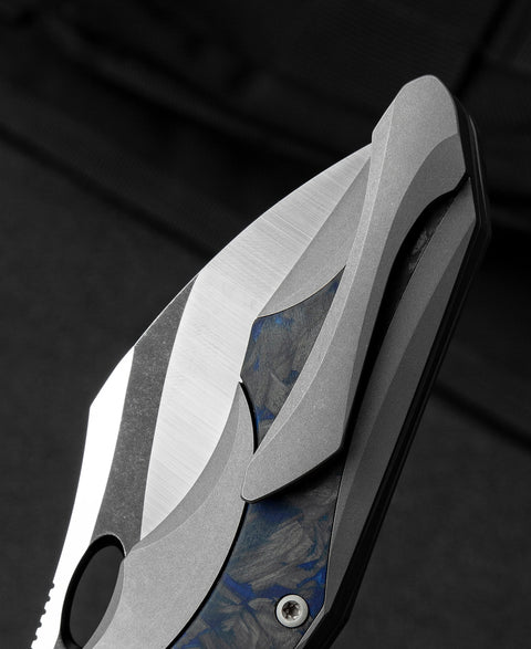 BESTECH NOGARD BT2105A Titanium+Black Blue Marble Carbon Fiber Inlay Handle: 3.35" M390 Blade