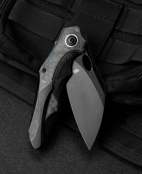 BESTECH NOGARD BT2105B Titanium+Black Blue Marble Carbon Fiber Inlay Handle: 3.35" M390 Blade