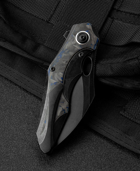 BESTECH NOGARD BT2105B Titanium+Black Blue Marble Carbon Fiber Inlay Handle: 3.35" M390 Blade