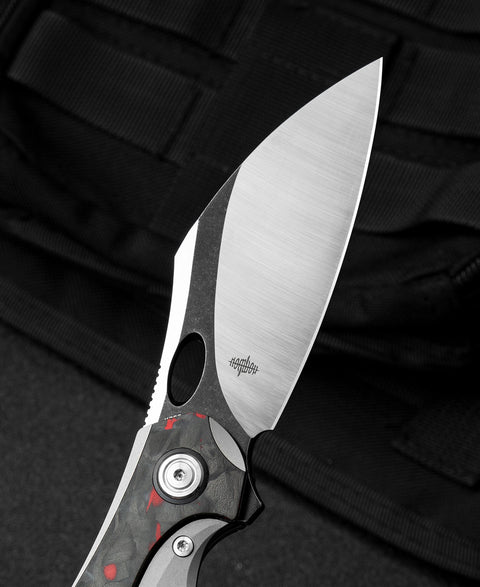 BESTECH NOGARD BT2105C Titanium+Black Red Marble Carbon Fiber Inlay Handle: 3.35" M390 Blade