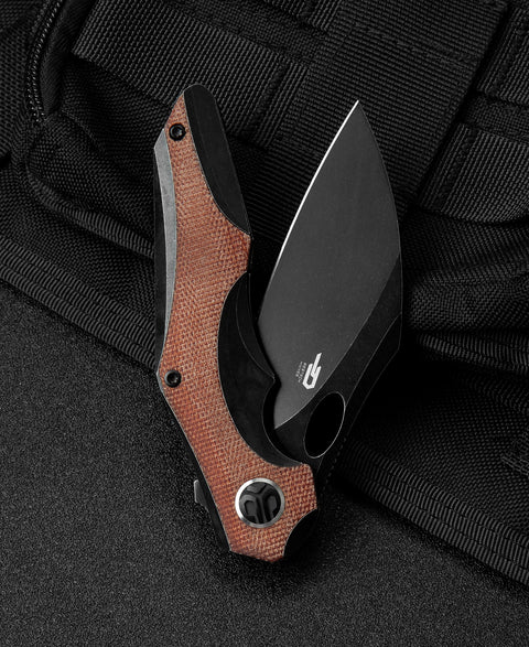 BESTECH NOGARD BT2105E Titanium+Natural Canvas Micarta Inlay Handle: 3.35" M390 Blade