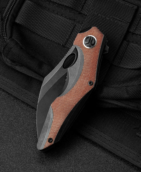 BESTECH NOGARD BT2105E Titanium+Natural Canvas Micarta Inlay Handle: 3.35" M390 Blade