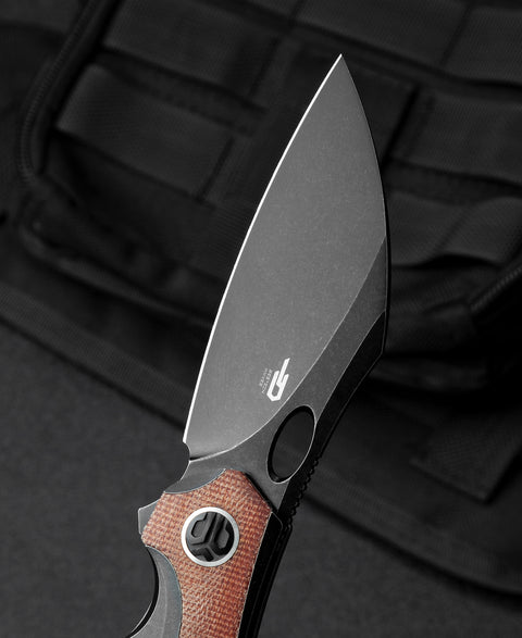 BESTECH NOGARD BT2105E Titanium+Natural Canvas Micarta Inlay Handle: 3.35" M390 Blade