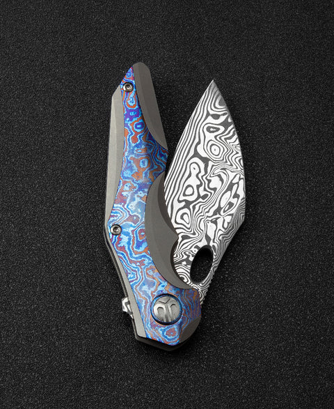 BESTECH NOGARD BT2105G Titanium+Timascus Inlay Handle: 3.35" Damasteel Blade