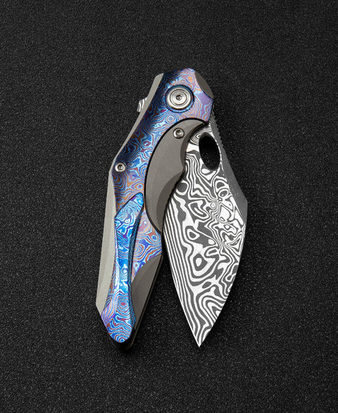 BESTECH NOGARD BT2105G Titanium+Timascus Inlay Handle: 3.35" Damasteel Blade