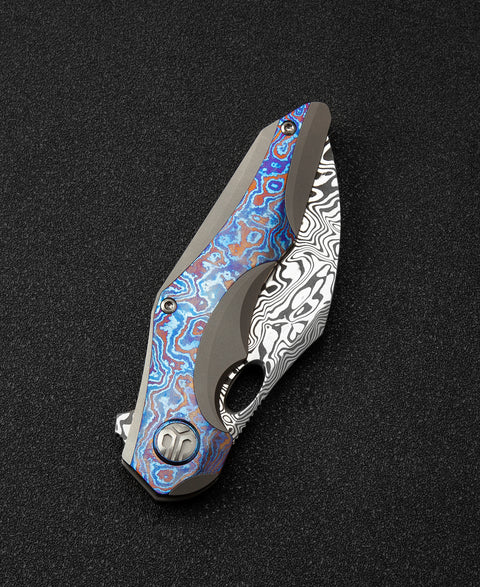 BESTECH NOGARD BT2105G Titanium+Timascus Inlay Handle: 3.35" Damasteel Blade