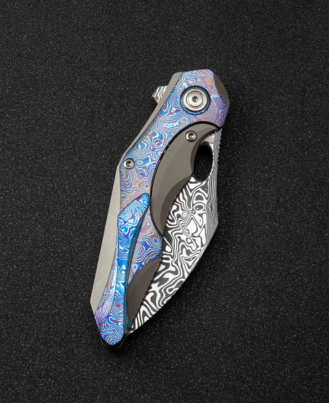 BESTECH NOGARD BT2105G Titanium+Timascus Inlay Handle: 3.35" Damasteel Blade