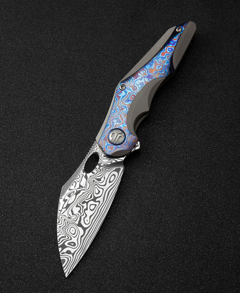 BESTECH NOGARD BT2105G Titanium+Timascus Inlay Handle: 3.35" Damasteel Blade
