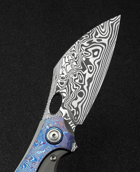 BESTECH NOGARD BT2105G Titanium+Timascus Inlay Handle: 3.35" Damasteel Blade