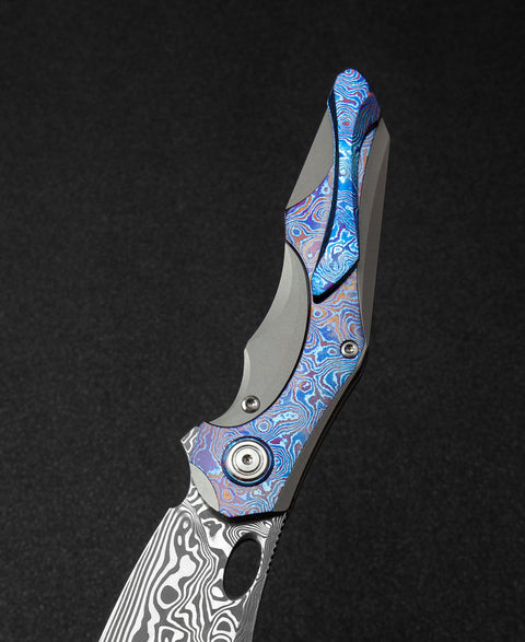BESTECH NOGARD BT2105G Titanium+Timascus Inlay Handle: 3.35" Damasteel Blade