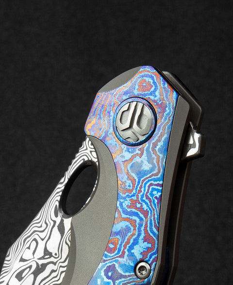 BESTECH NOGARD BT2105G Titanium+Timascus Inlay Handle: 3.35" Damasteel Blade