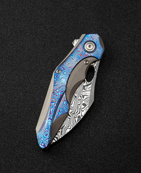 BESTECH NOGARD BT2105H Red Copper Titanium+Timascus Inlay Handle: 3.35" Damasteel Blade
