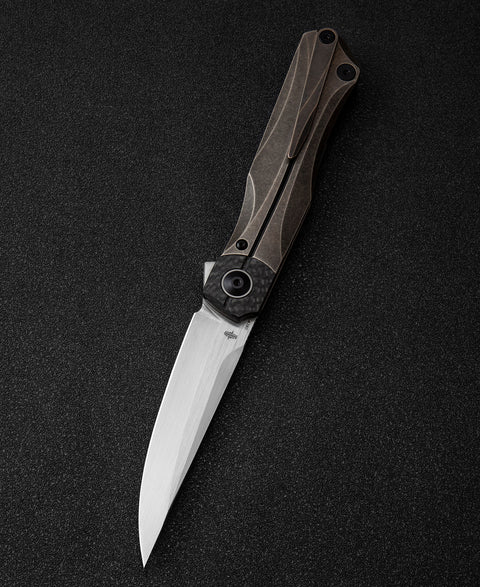 BESTECH THYRA BT2106B Titanium+Carbon Fiber Inlay Handle: 3.56" M390 Blade