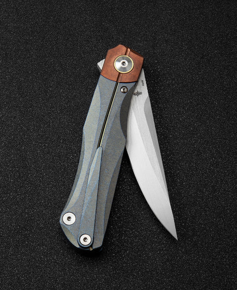BESTECH THYRA BT2106D Titanium+Red Copper inlay Handle: 3.56" M390 Blade