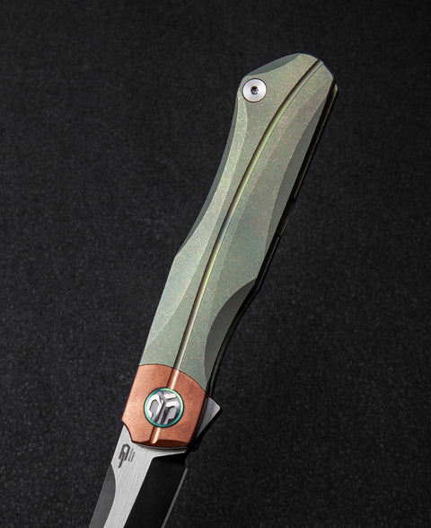 BESTECH THYRA BT2106E Titanium+Red Copper inlay Handle: 3.56" M390 Blade