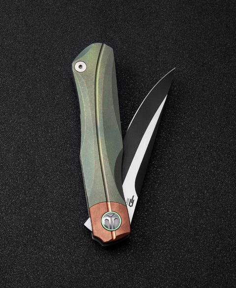 BESTECH THYRA BT2106E Titanium+Red Copper inlay Handle: 3.56" M390 Blade