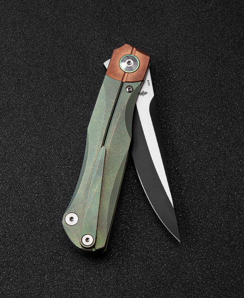 BESTECH THYRA BT2106E Titanium+Red Copper inlay Handle: 3.56" M390 Blade