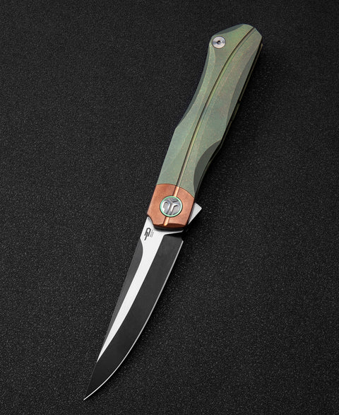 BESTECH THYRA BT2106E Titanium+Red Copper inlay Handle: 3.56" M390 Blade