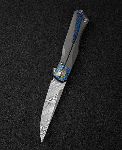 BESTECH THYRA BT2106G Titanium+Timascus Inlay Handle: 3.56" Damasteel Blade
