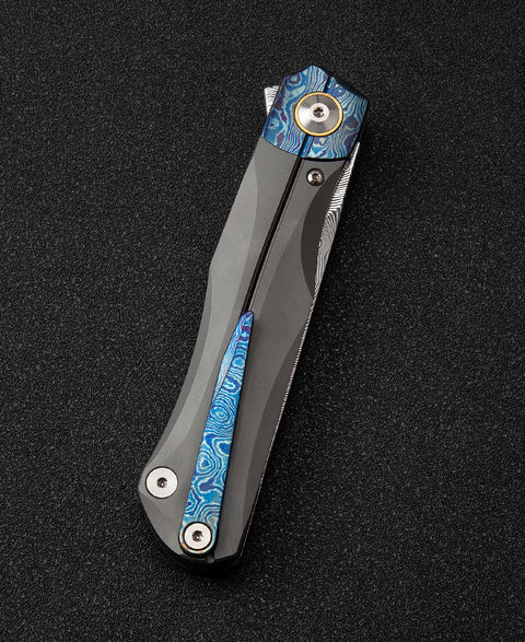 BESTECH THYRA BT2106G Titanium+Timascus Inlay Handle: 3.56" Damasteel Blade