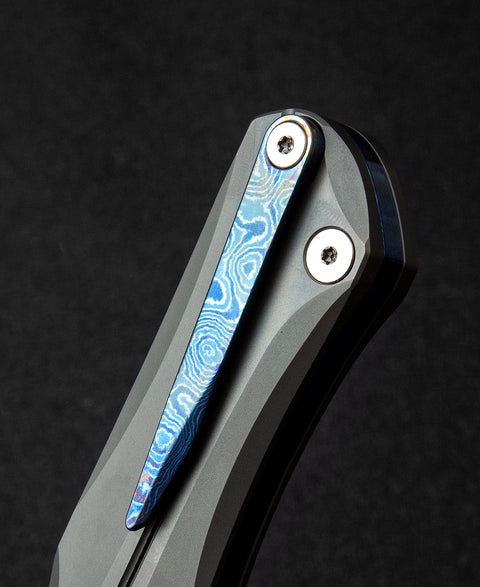 BESTECH THYRA BT2106G Titanium+Timascus Inlay Handle: 3.56" Damasteel Blade