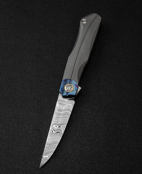 BESTECH THYRA BT2106G Titanium+Timascus Inlay Handle: 3.56" Damasteel Blade