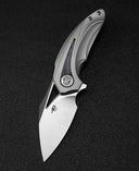 BESTECH NUKE BT2107A Titanium+Black Blue Carbon Fiber Inlay Handle: 2.65