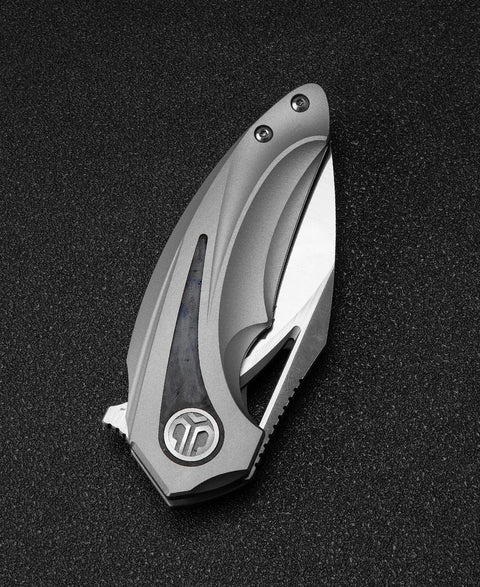 BESTECH NUKE BT2107A Titanium+Black Blue Carbon Fiber Inlay Handle: 2.65" M390 Blade