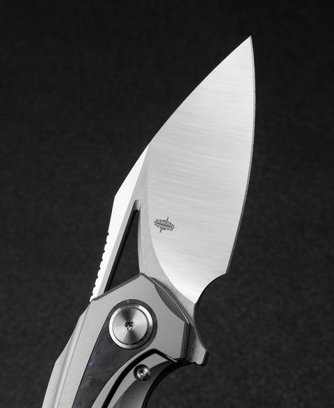 BESTECH NUKE BT2107A Titanium+Black Blue Carbon Fiber Inlay Handle: 2.65" M390 Blade