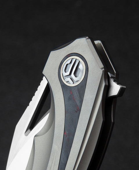 BESTECH NUKE BT2107B Titanium+Black Red Marble Carbon Fiber Inlay Handle: 2.65" M390 Blade
