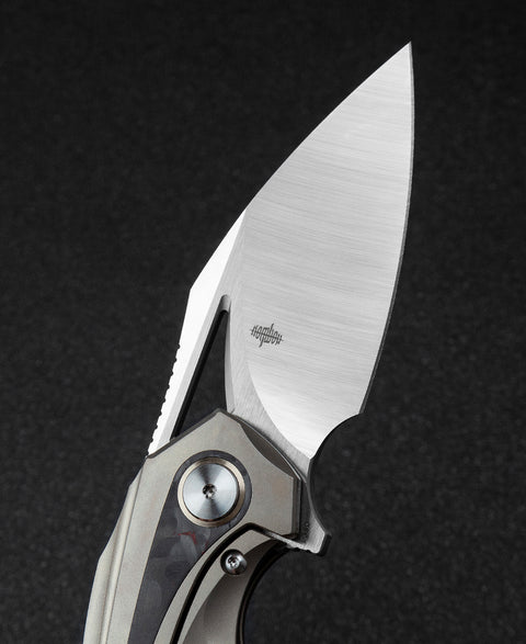 BESTECH NUKE BT2107B Titanium+Black Red Marble Carbon Fiber Inlay Handle: 2.65" M390 Blade