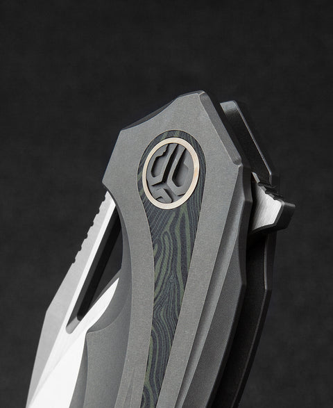 BESTECH NUKE BT2107C Titanium+Black Green G10 Handle: 2.65" M390 Blade