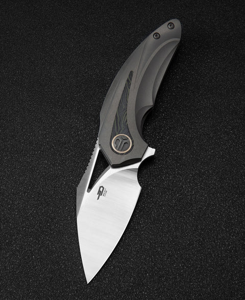 BESTECH NUKE BT2107C Titanium+Black Green G10 Handle: 2.65" M390 Blade