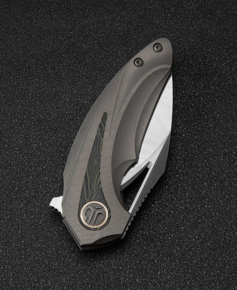 BESTECH NUKE BT2107C Titanium+Black Green G10 Handle: 2.65" M390 Blade