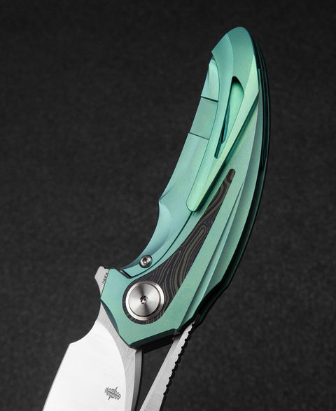 BESTECH NUKE BT2107D Titanium+Black Green G10 Handle: 2.65" M390 Blade