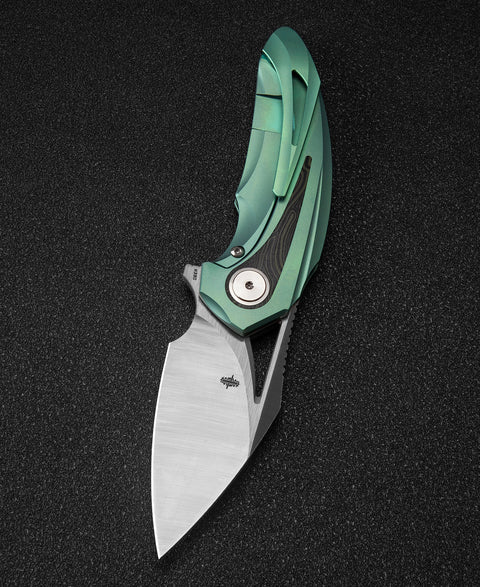 BESTECH NUKE BT2107D Titanium+Black Green G10 Handle: 2.65" M390 Blade