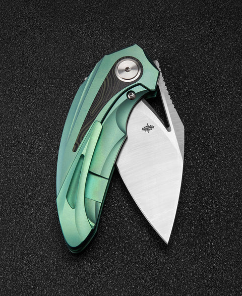 BESTECH NUKE BT2107D Titanium+Black Green G10 Handle: 2.65" M390 Blade