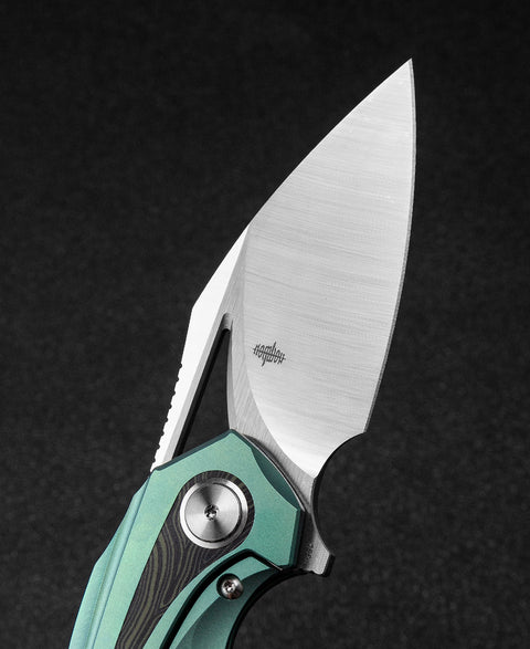 BESTECH NUKE BT2107D Titanium+Black Green G10 Handle: 2.65" M390 Blade