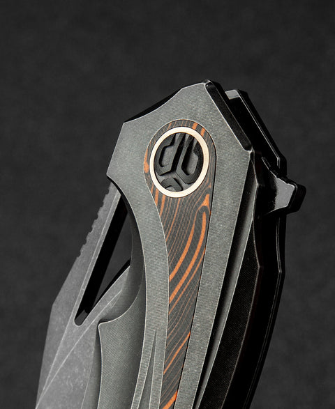 BESTECH NUKE BT2107E Titanium+Black Orange G10 Handle: 2.65" M390 Blade
