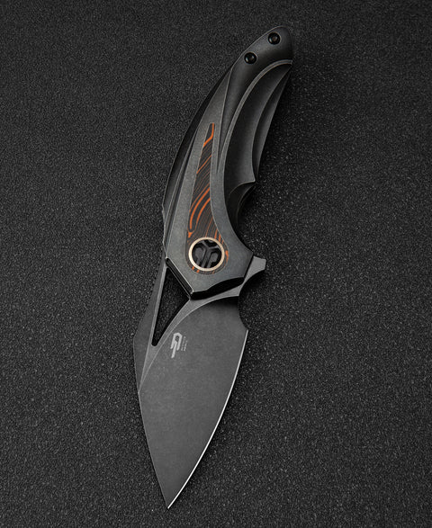 BESTECH NUKE BT2107E Titanium+Black Orange G10 Handle: 2.65" M390 Blade