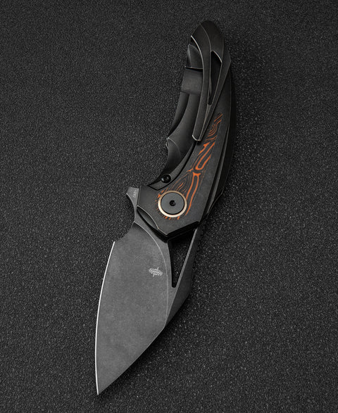 BESTECH NUKE BT2107E Titanium+Black Orange G10 Handle: 2.65" M390 Blade