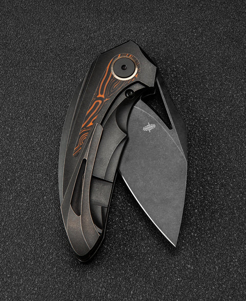 BESTECH NUKE BT2107E Titanium+Black Orange G10 Handle: 2.65" M390 Blade