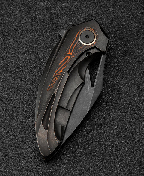 BESTECH NUKE BT2107E Titanium+Black Orange G10 Handle: 2.65" M390 Blade
