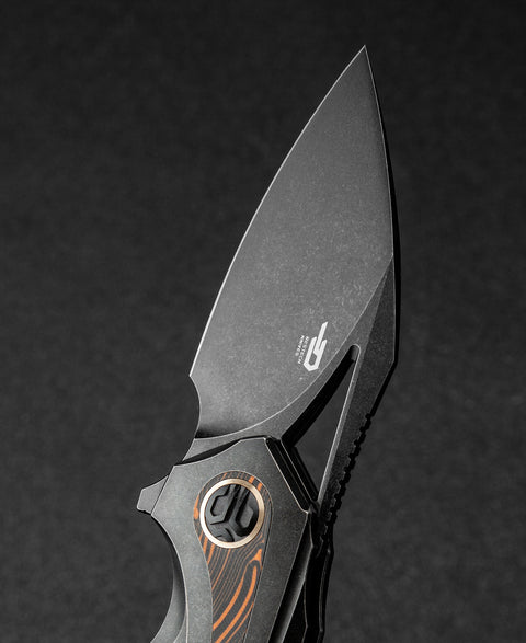 BESTECH NUKE BT2107E Titanium+Black Orange G10 Handle: 2.65" M390 Blade