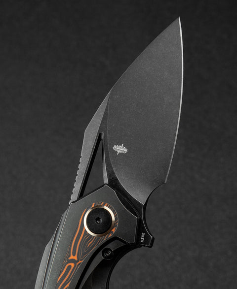BESTECH NUKE BT2107E Titanium+Black Orange G10 Handle: 2.65" M390 Blade
