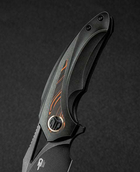 BESTECH NUKE BT2107E Titanium+Black Orange G10 Handle: 2.65" M390 Blade
